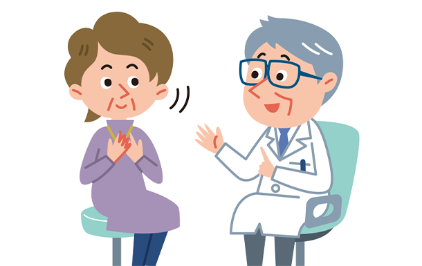 医師に相談する女性患者のイラスト