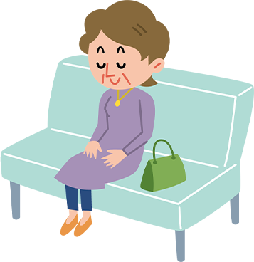 クリニックの待合室での女性イラスト